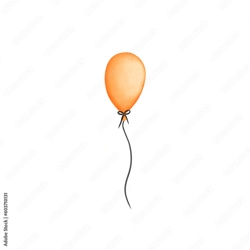 Fototapeta premium orange balloon isolated on white balloons Candy,taffy,festival, party, halloween, october, watercolour, green ,purple ,orange , flag, celebration, decoration, bat, mummy,icon,clip art