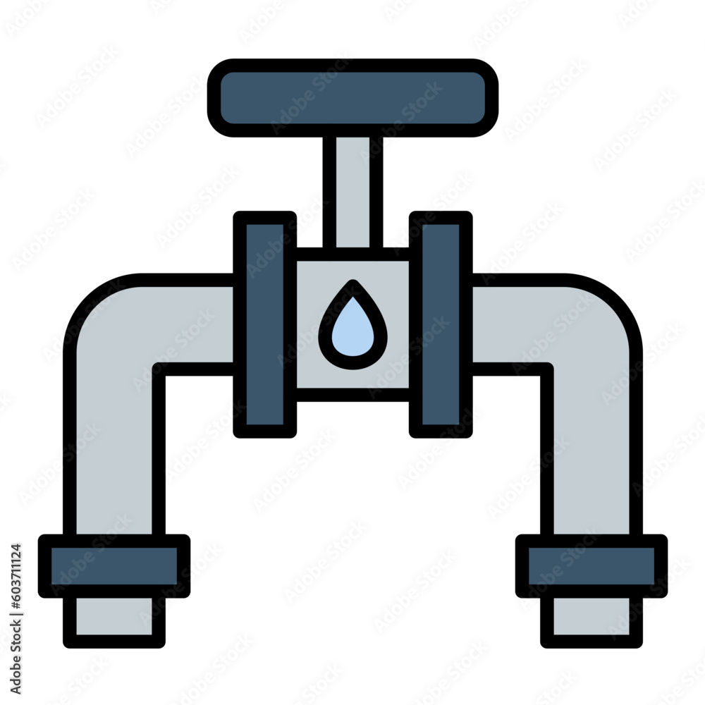 Water Pipe Line Color Icon Water Pipe Line Color Icon