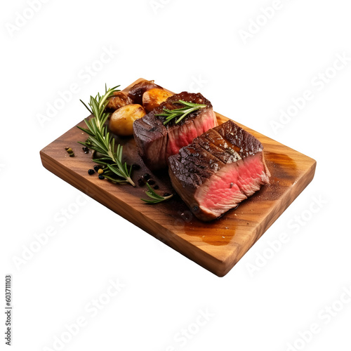 grilled steak with potato vegetables