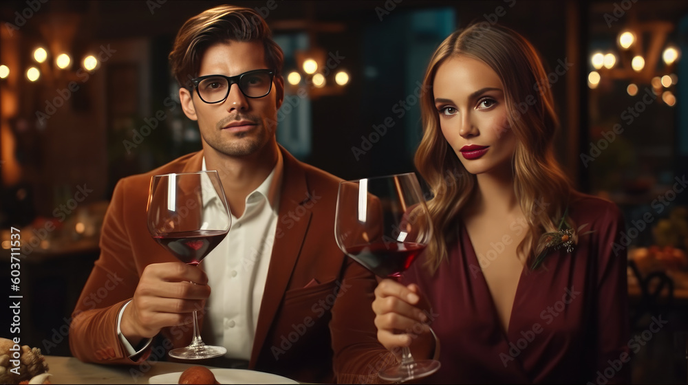 Generative AI Romantic Wine Date in a Luxury Restaurant