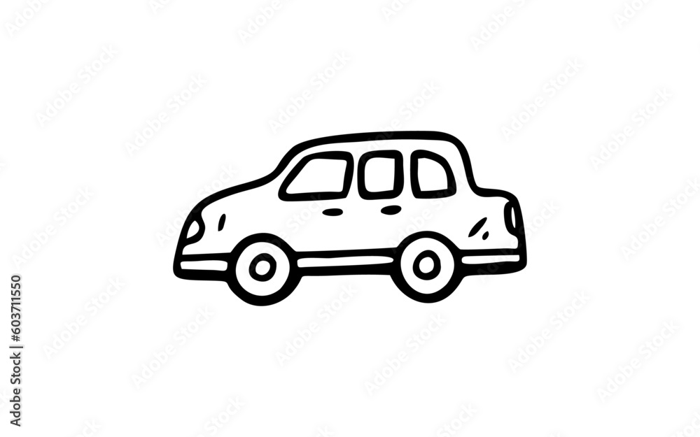 A CAR Doodle art illustration with black and white style. A CAR Doodle art illustration with black and white style.