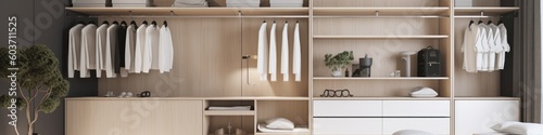 elevation of walk-in closet organize area home interior design, image ai generate © VERTEX SPACE