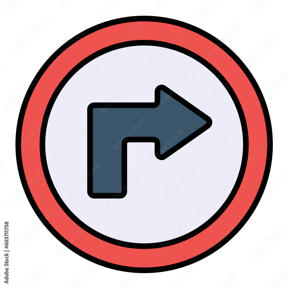 Turn Right Line Color Icon Turn Right Line Color Icon