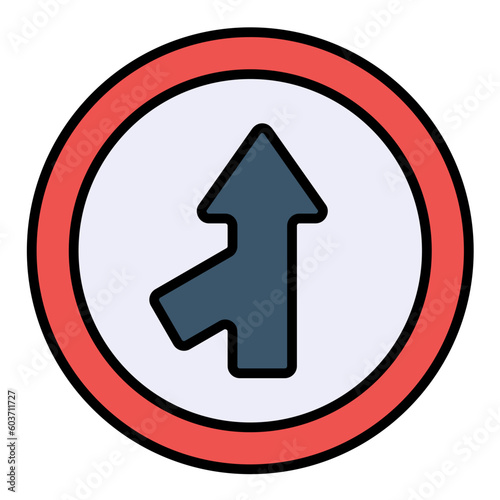 Merging Road Line Color Icon