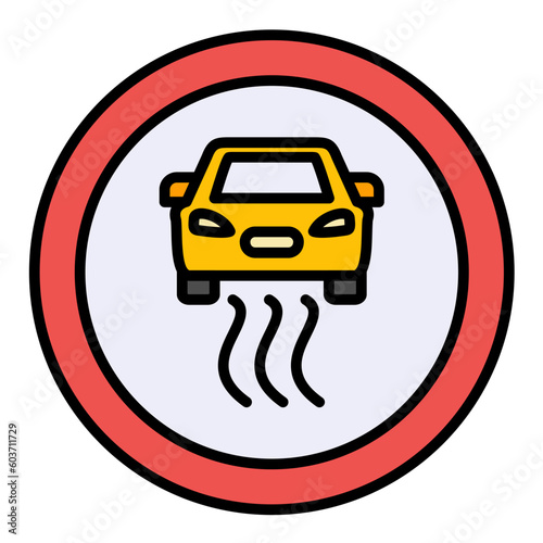 Slippery Road Line Color Icon