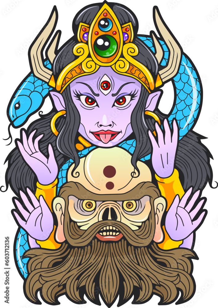 mythological indian goddess Kali, illustration design