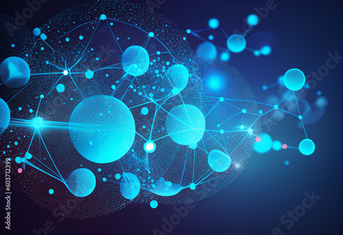 Abstract blue background with connected lines and dots Technology concept illustration generative ai
