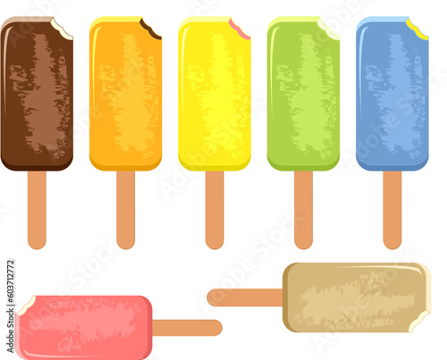 vector colorful icecream popsicles