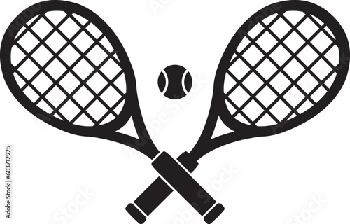 vector crossed tennis rackets and tennis ball