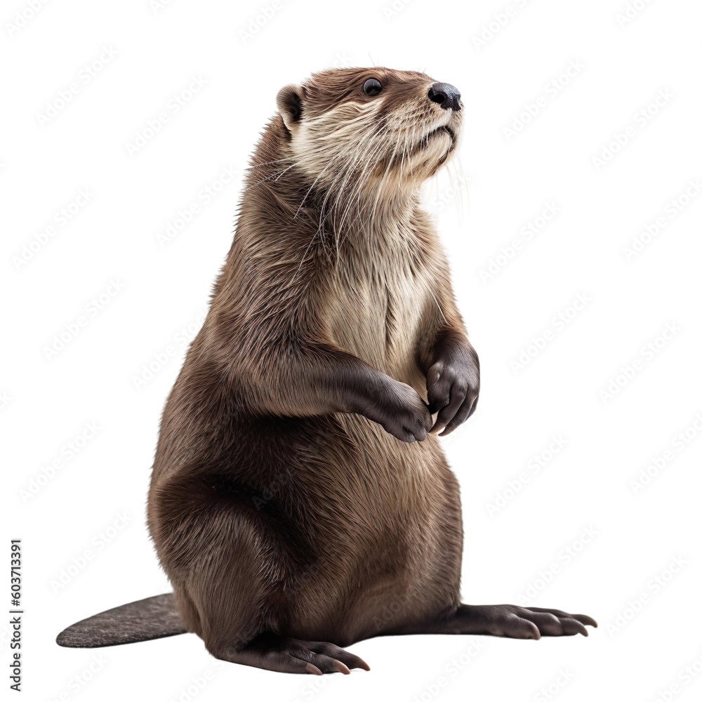 animal Otter sitting on a transparent background, Generative ai animal Otter sitting on a transparent background, Generative ai