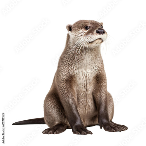 animal Otter sitting on a transparent background, Generative ai 