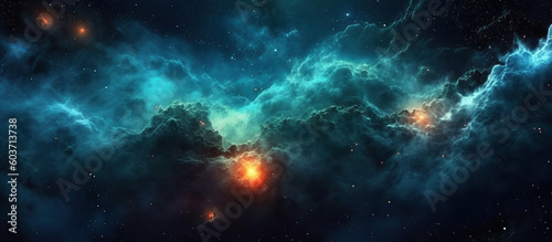 Science fiction nebula background. AI Generated Image © nahij