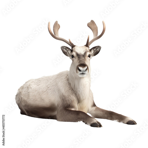 animal Reindeer sitting on a transparent background, Generative ai 