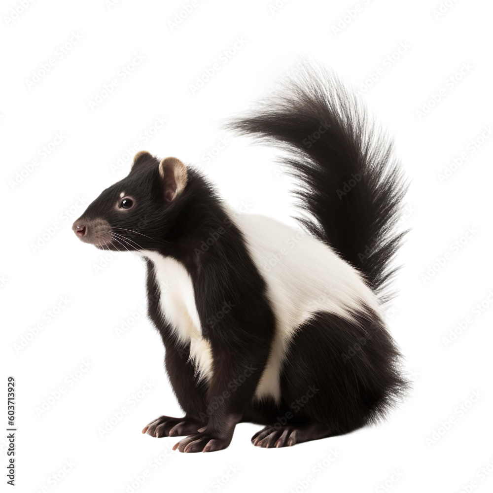 animal Skunk sitting on a transparent background, Generative ai animal Skunk sitting on a transparent background, Generative ai