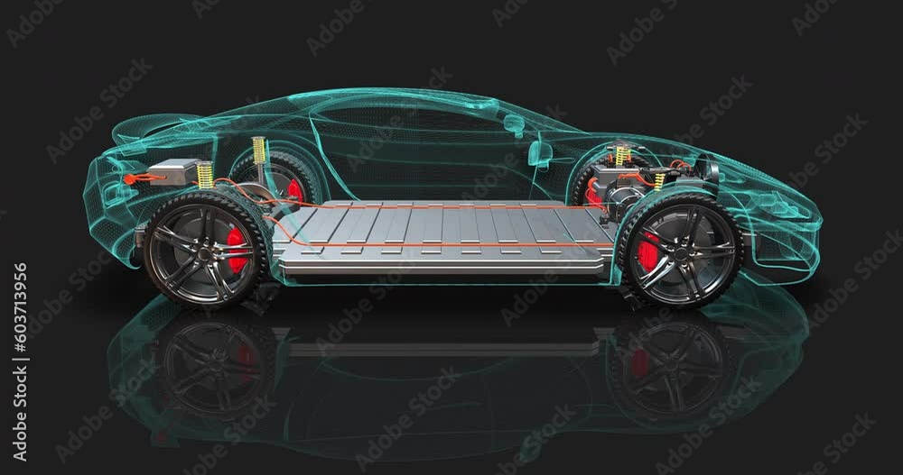 Driving the Future. The Technological Advancements in Electric Cars. 4K 3D Technology Related Concept Animation.
