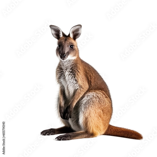 animal Wallaby sitting on a transparent background, Generative ai  © SuperPixel Inc