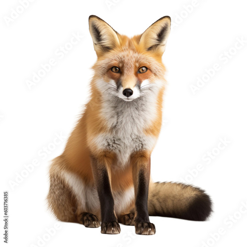 animal Fox sitting on transparent background, generative Ai © SuperPixel Inc