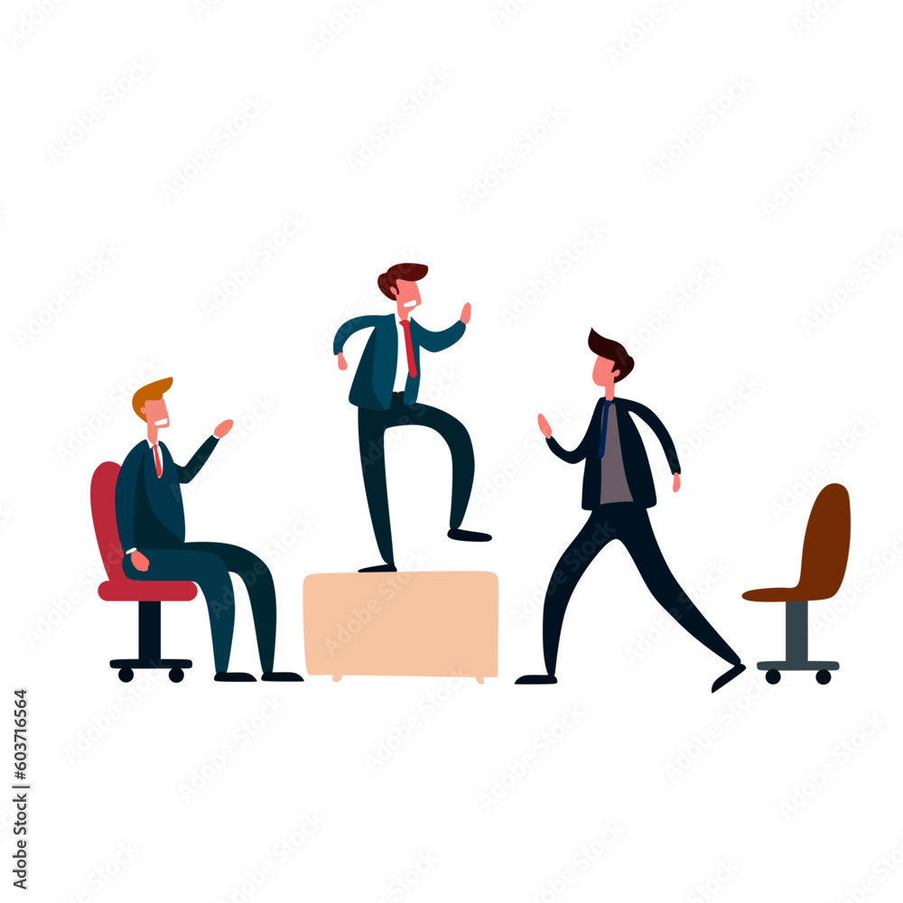 Playful boss and other employee are meeting at the office Playful boss and other employee are meeting at the office