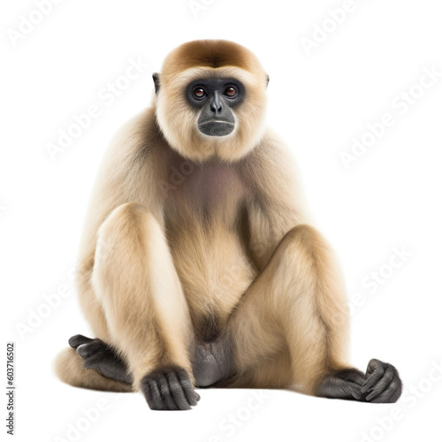 animal Gibbon sitting on transparent background, generative Ai © SuperPixel Inc