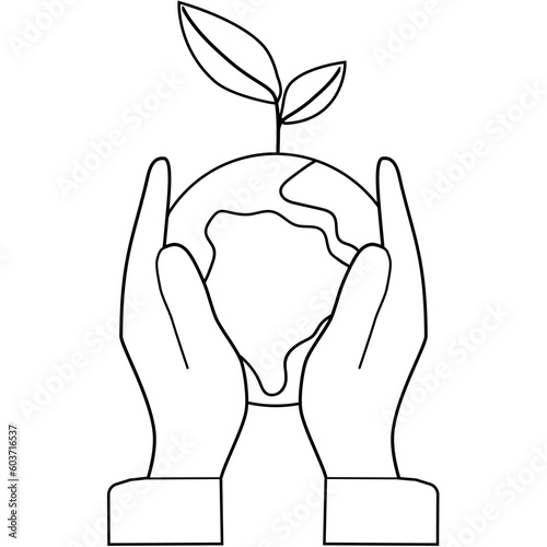 World environment day icon, earth day illustration, saving planet symbol - stock vector