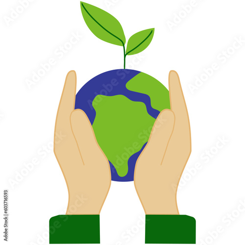 World environment day icon, earth day illustration, saving planet symbol - stock vector