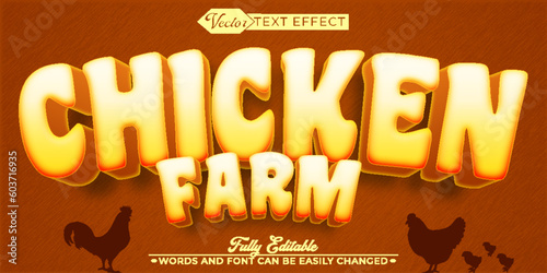 Cartoon Chicken Farm Vector Editable Text Effect Template