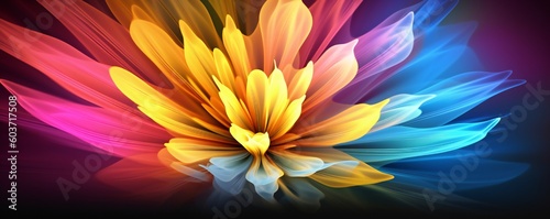 Panoramic colorful flowers floral background banner composition Generative AI 