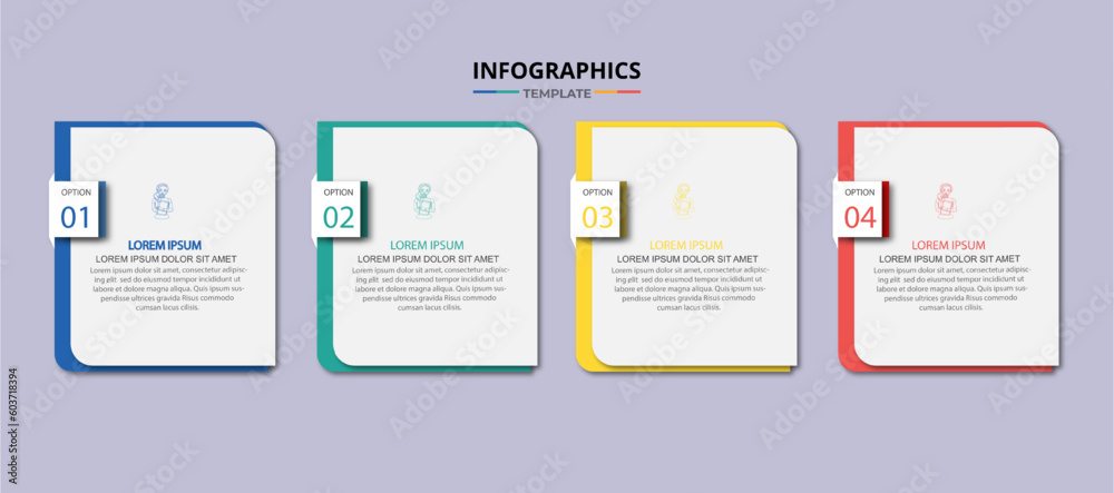 Business infographic labels template with 4 options