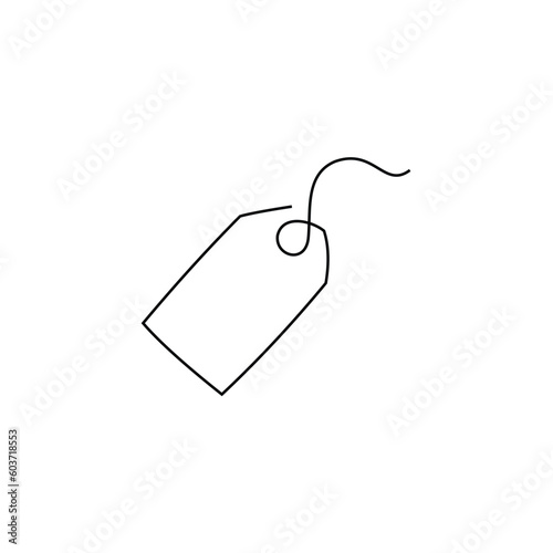 one continuous line drawing blank price tag isolated white background
