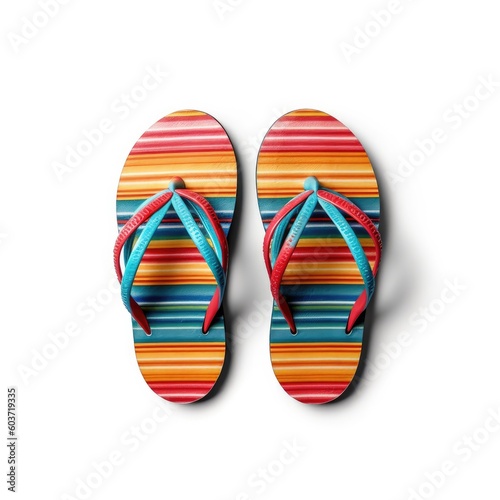 Top view flip flop isolated on white background,AI generated.