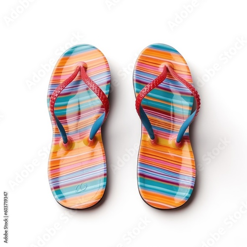 Flip flop sandals isolated on white background,AI generated.