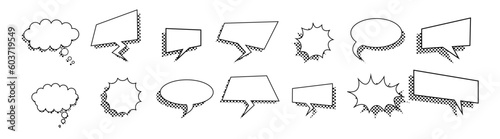 comic style bubble chat with dot pattern shadow 