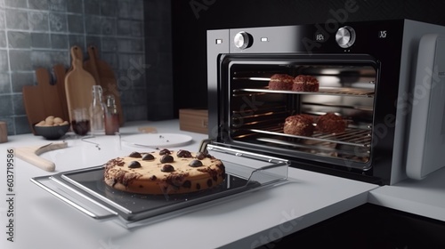 Generative AI hyperrealistic portrait baking Cake on the mix