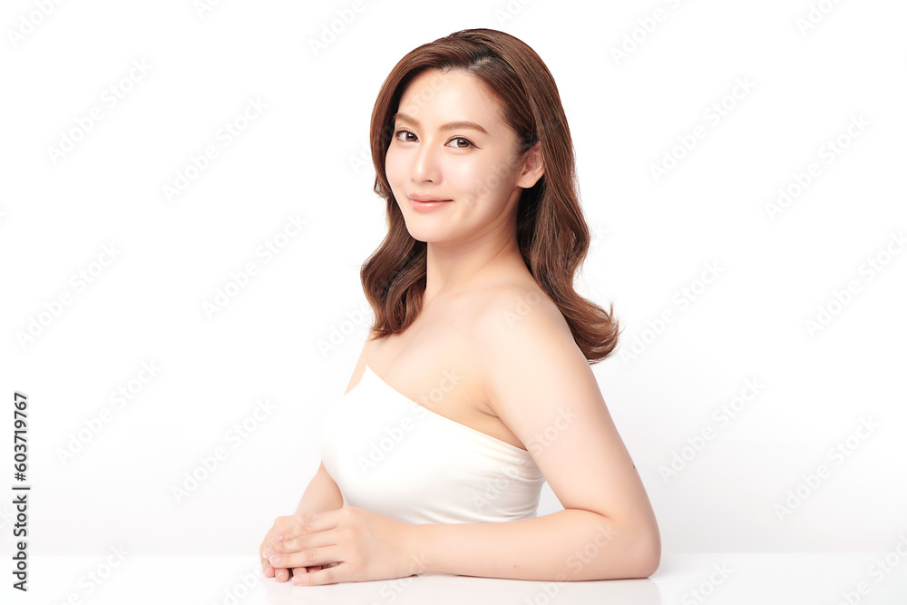 Beautiful young asian woman with clean fresh skin on white background, Face care, Facial treatment, Cosmetology, beauty and spa, Asian women portrait. Beautiful young asian woman with clean fresh skin on white background, Face care, Facial treatment, Cosmetology, beauty and spa, Asian women portrait.
