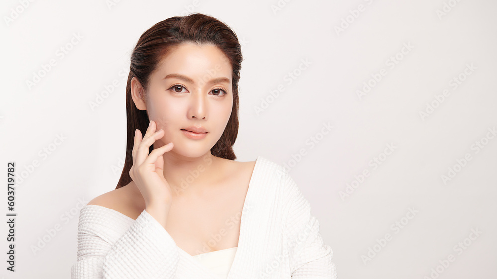 Beautiful young asian woman with clean fresh skin on white background, Face care, Facial treatment, Cosmetology, beauty and spa, Asian women portrait. Beautiful young asian woman with clean fresh skin on white background, Face care, Facial treatment, Cosmetology, beauty and spa, Asian women portrait.