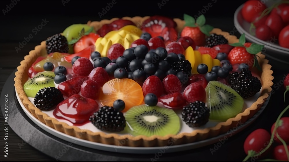 Generative AI hyperrealistic portrait mix fruite pie in plate food Photography Generative AI hyperrealistic portrait mix fruite pie in plate food Photography