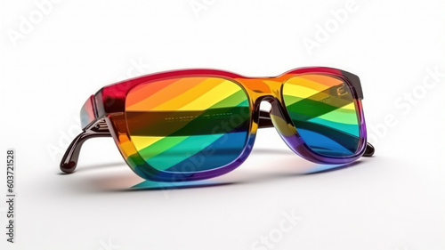 Pride flag colored sunglasses isolated - Generative AI
