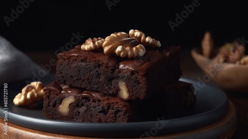 Generative AI hyperrealistic portrait of brownies food yummi food Photography