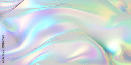 Hologram fabric texture. Gradient abstract background. Holographic rainbow foil. Light metal pastel pattern. Iridescent foil effect texture. Pearlescent gradient. Artificial intelligence generated.