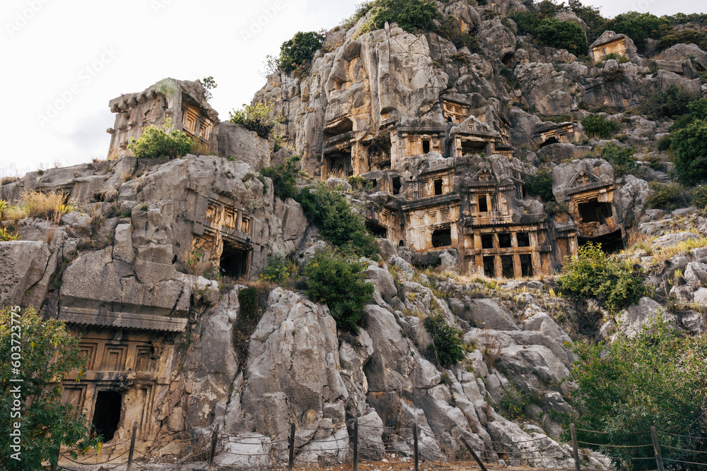 Demre's Cliffside Legacy: King's Tombs in Myra Ancient City, Antalya