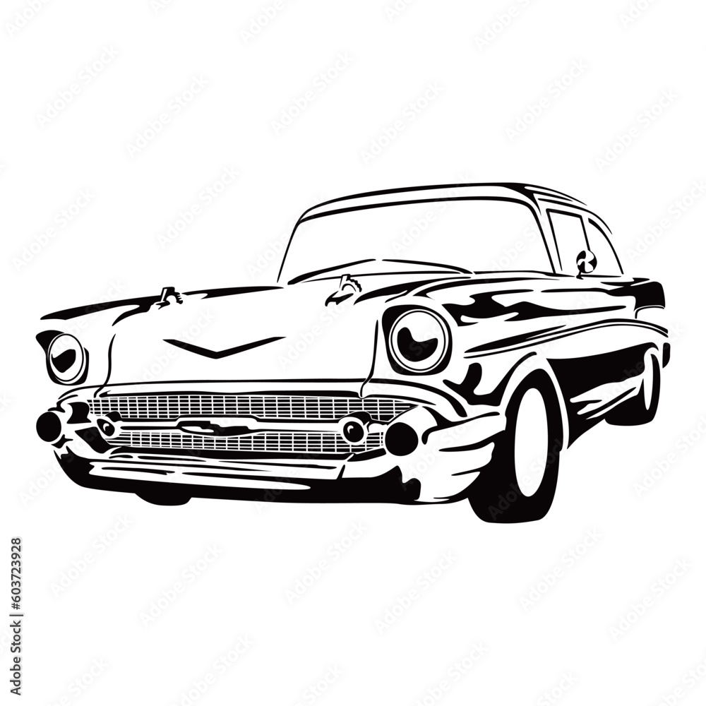 vintage car silhouette design. retro automobile icon, sign and symbol.