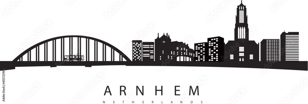 Arnhem skyline, Netherlands, Silhouette vector - obrazy, fototapety, plakaty 