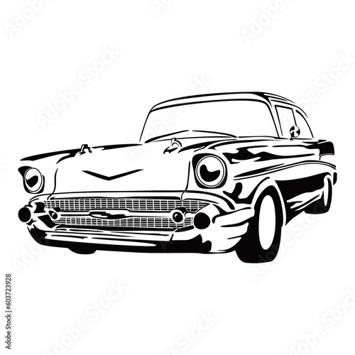 vintage car silhouette design. retro automobile icon, sign and symbol. © redranger