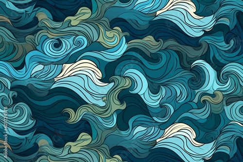 Wave pattern illustration, Created using generative AI technology © amirhamzaaa