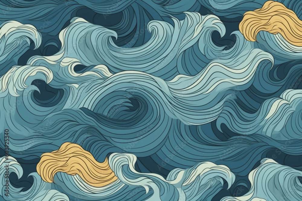 Wave pattern illustration, Created using generative AI technology Wave pattern illustration, Created using generative AI technology