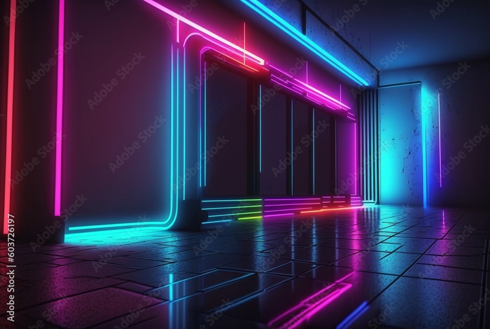 realistic neon light background. generative ai
