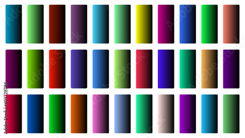 Colorful Black Color Shade Linear Gradient Palette Swatches Web Kit Rounded Rectangles Template Set