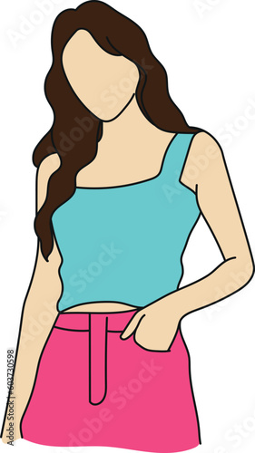 cartoon gen z fashion, woman illustration, colorful