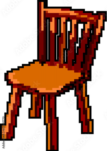 brown wooden chair game pixel art retro vector. bit brown wooden chair. old vintage illustration