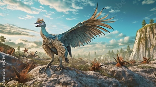 A bird-like dinosaur of the late Jurassic period.Generative AI photo